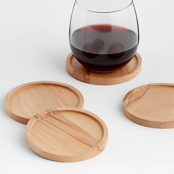 Natural Wood Round Coasters Set of 7 - Picture 5 of 10